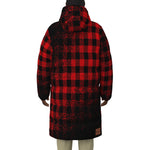 DUSTY PLAID RED Unisex Long Down Jacket