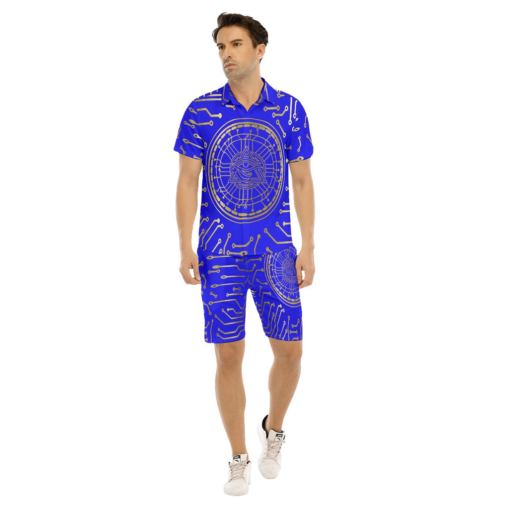 CRYPTO KMT BLUE Men's Short Sleeve Shirt Sets
