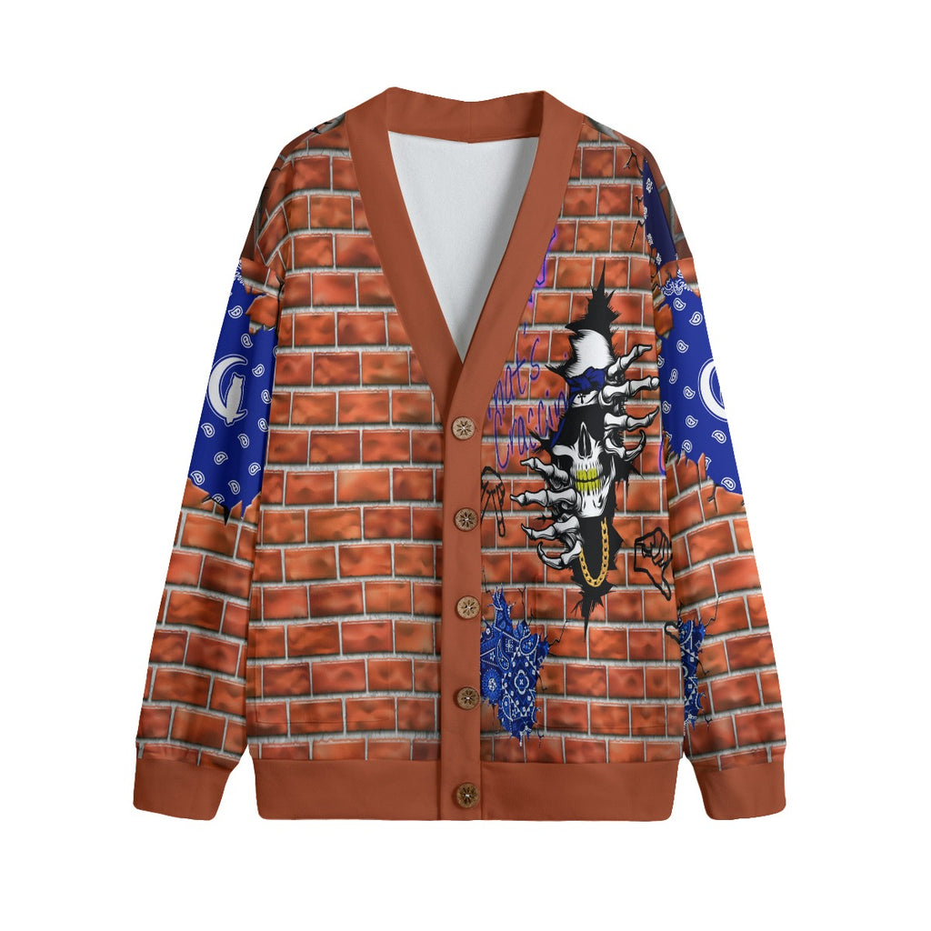 N.H.C SKULL Unisex V-neck Cardigan With Button Closure