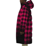 DUSTY PLAID PINKISH Unisex Long Down Jacket