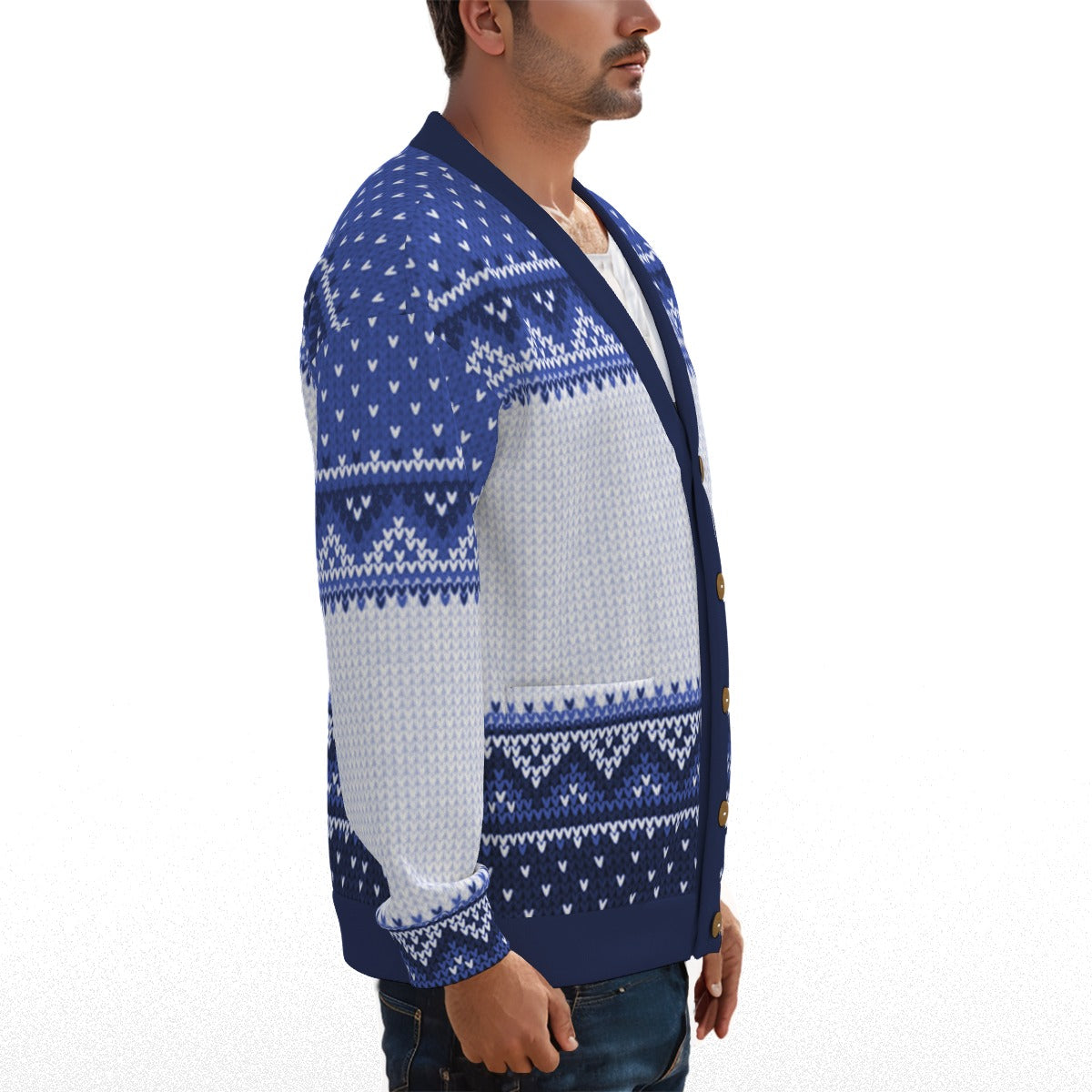 LCC KNITTED BLUE Unisex Cardigan With Button Closure