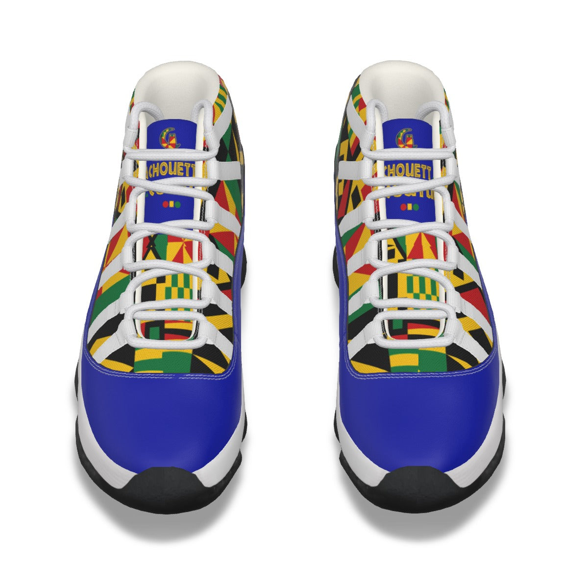 KENTE BUTAN BLUE High Top Basketball Shoes