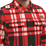 FLEXIN PLAID RED Unisex Lapel Jacket Cotton