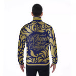 GORGEOUS LEAF BLUE Men's Stand Collar Jacket