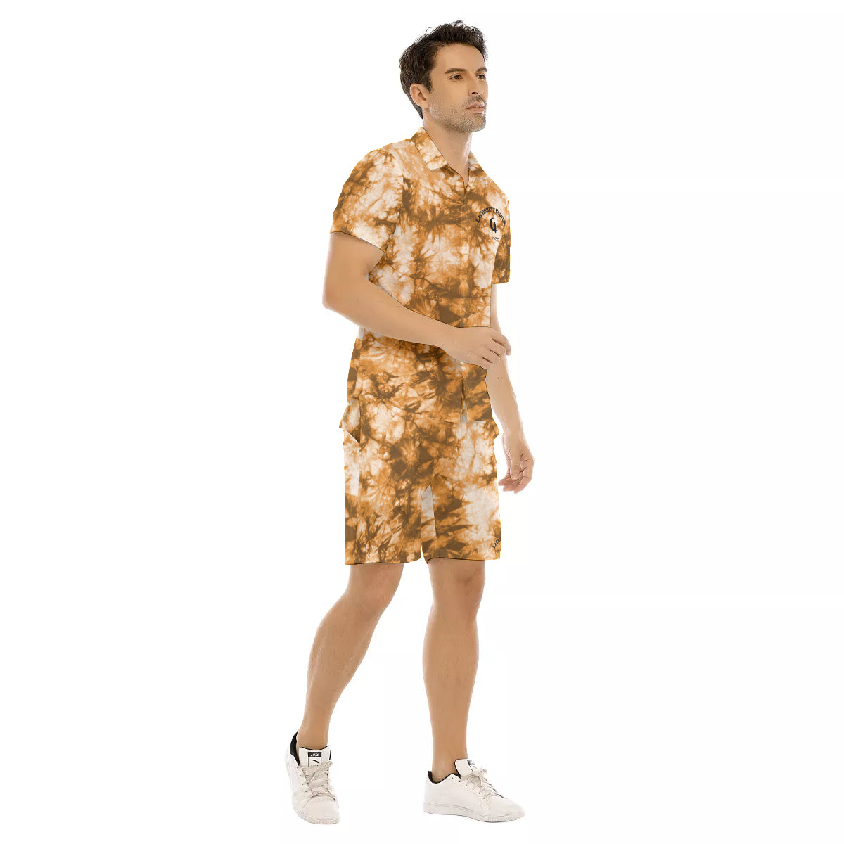 TIE DYE BROWN Men's Short Sleeve Shirt Sets