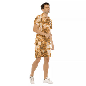 TIE DYE BROWN Men's Short Sleeve Shirt Sets