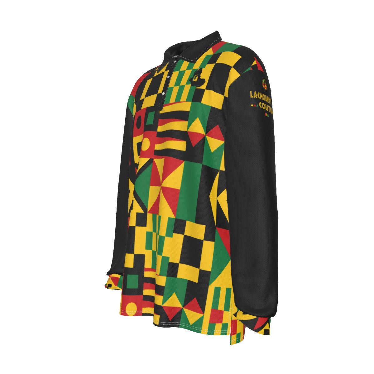 KENTE BUTAN Men's Long Sleeve Polo Shirt