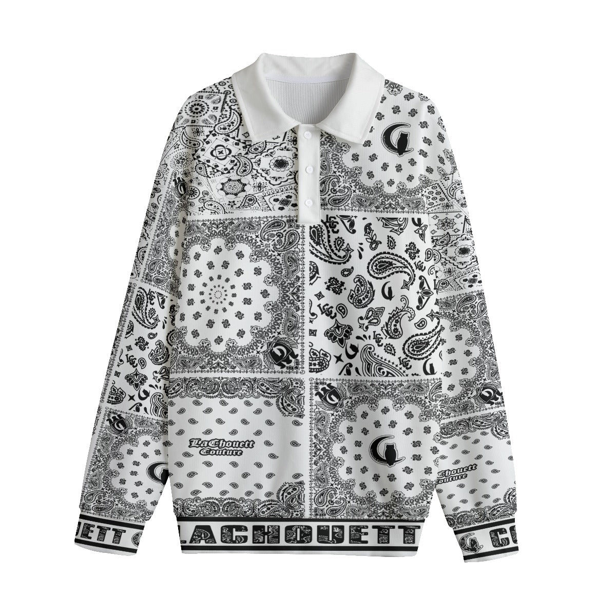 BANDANA MIX WHT Unisex Lapel Collar Sweater