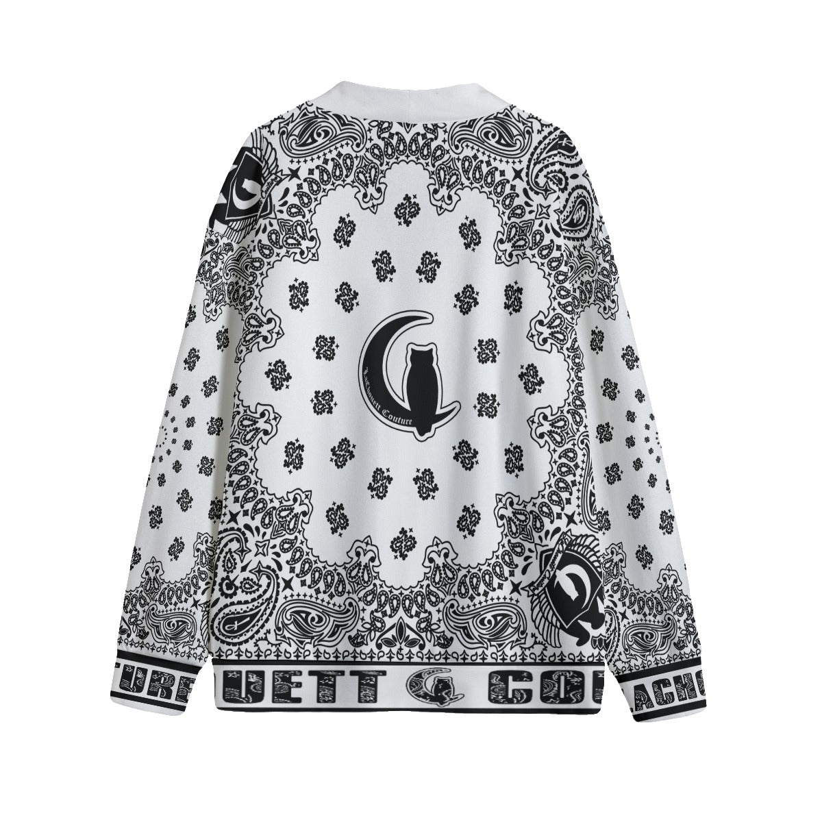 BANDANA WHT Unisex V-neck Cardigan With Button Closure