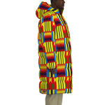KENTE BLUE Unisex Long Down Jacket
