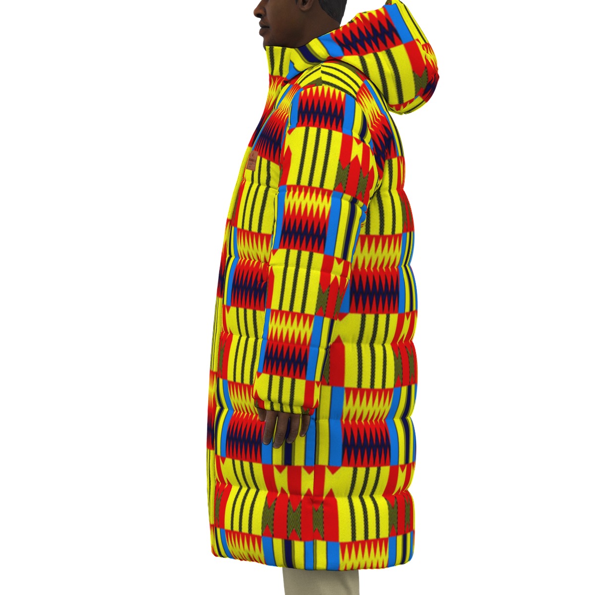 KENTE BLUE Unisex Long Down Jacket