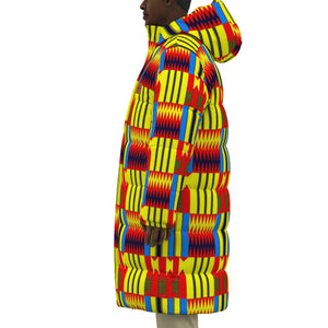 KENTE BLUE Unisex Long Down Jacket