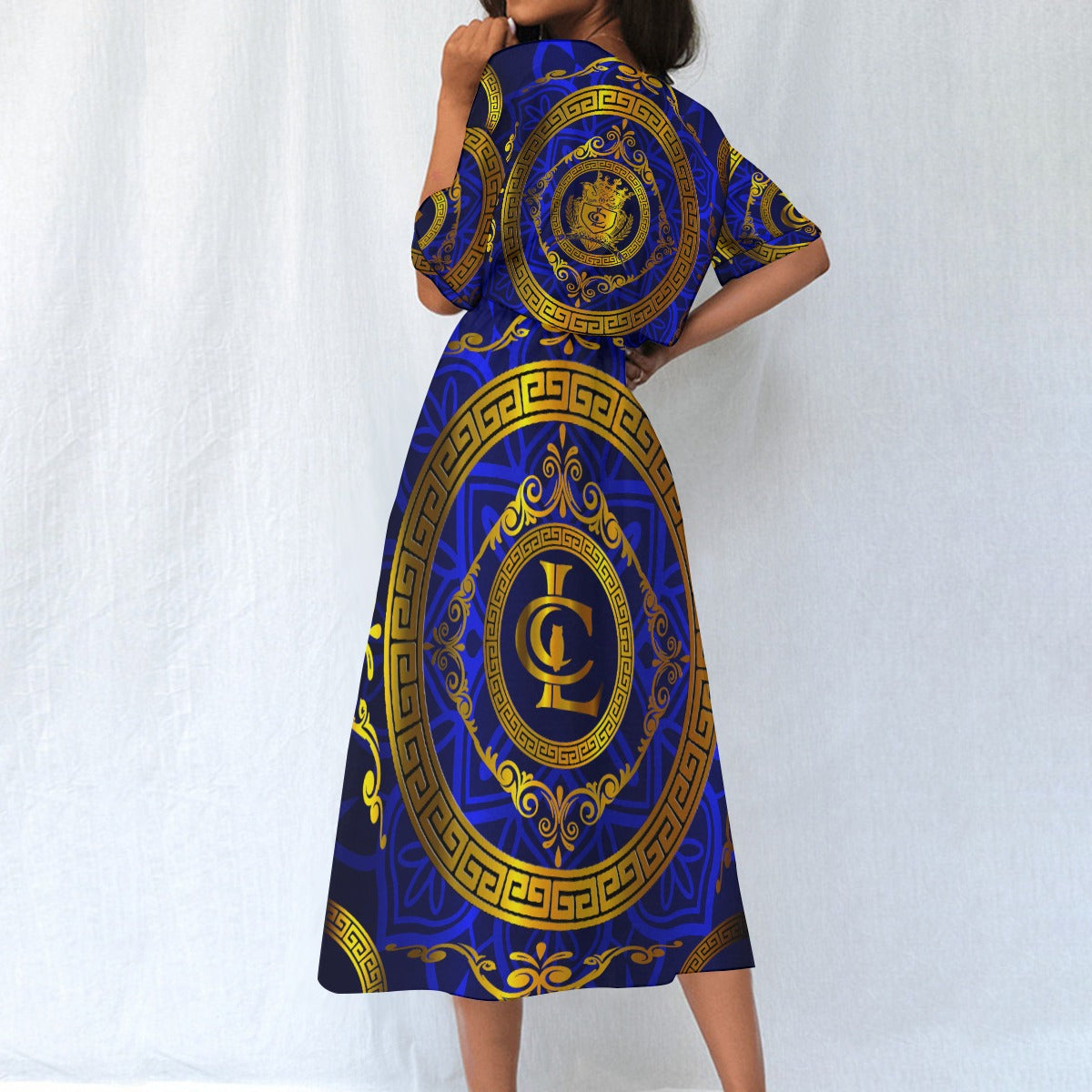 LCC RICH BLUE Women's Elastic Waist Dress