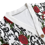 RED ROSES Unisex V-neck Cardigan With Button Closure