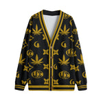 WEEDY BRWNBLC Unisex V-neck Cardigan With Button Closure