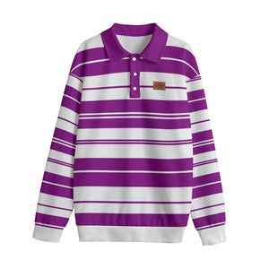 STRIPE UP GRAPES Unisex Lapel Collar Sweater