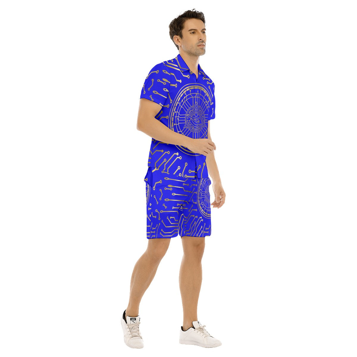 CRYPTO KMT BLUE Men's Short Sleeve Shirt Sets