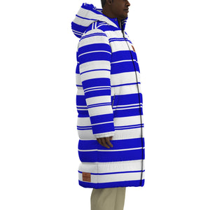 STRIPES BLUWHT Unisex Long Down Jacket