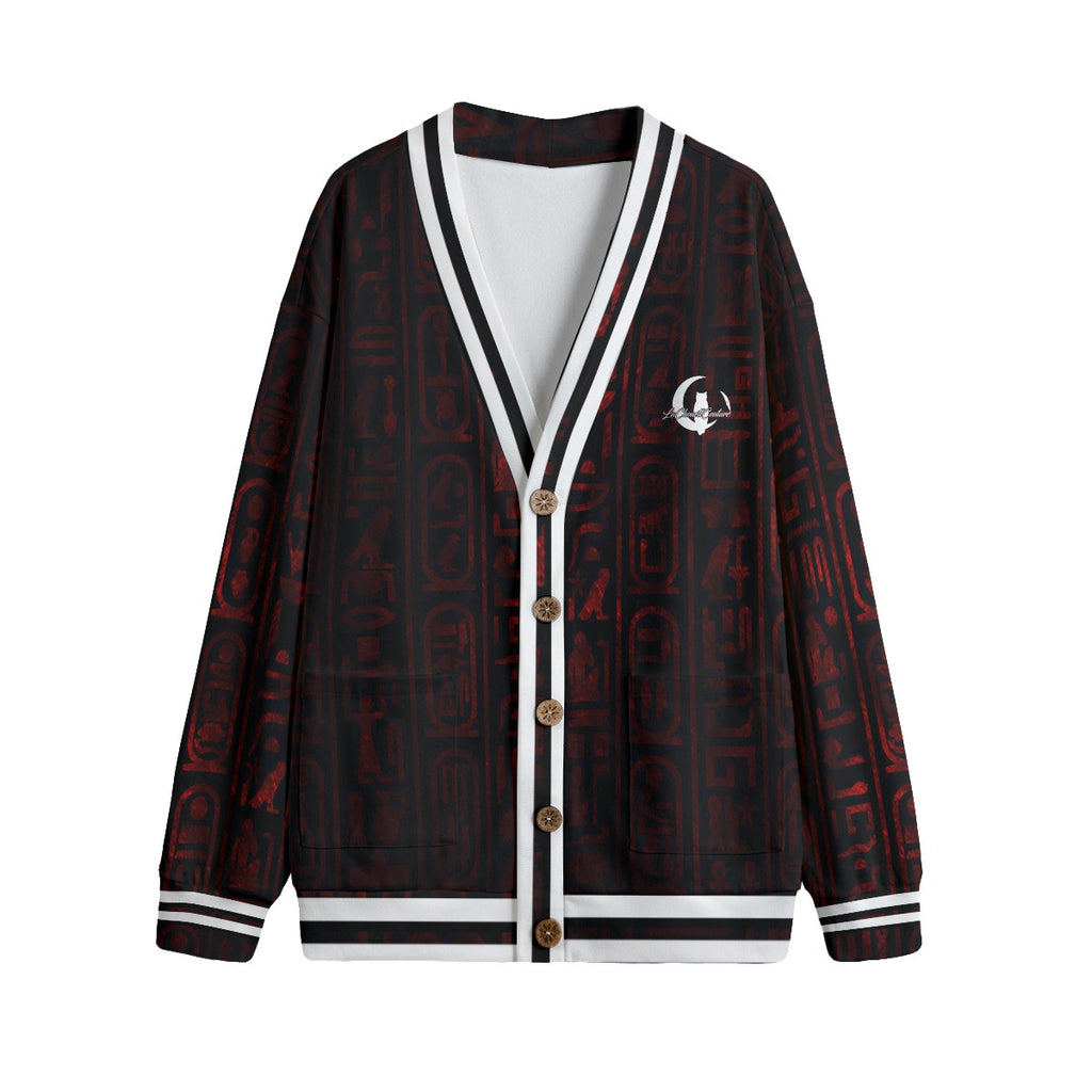 HOTEP LCC RED Unisex V-neck Cardigan With Button Closure