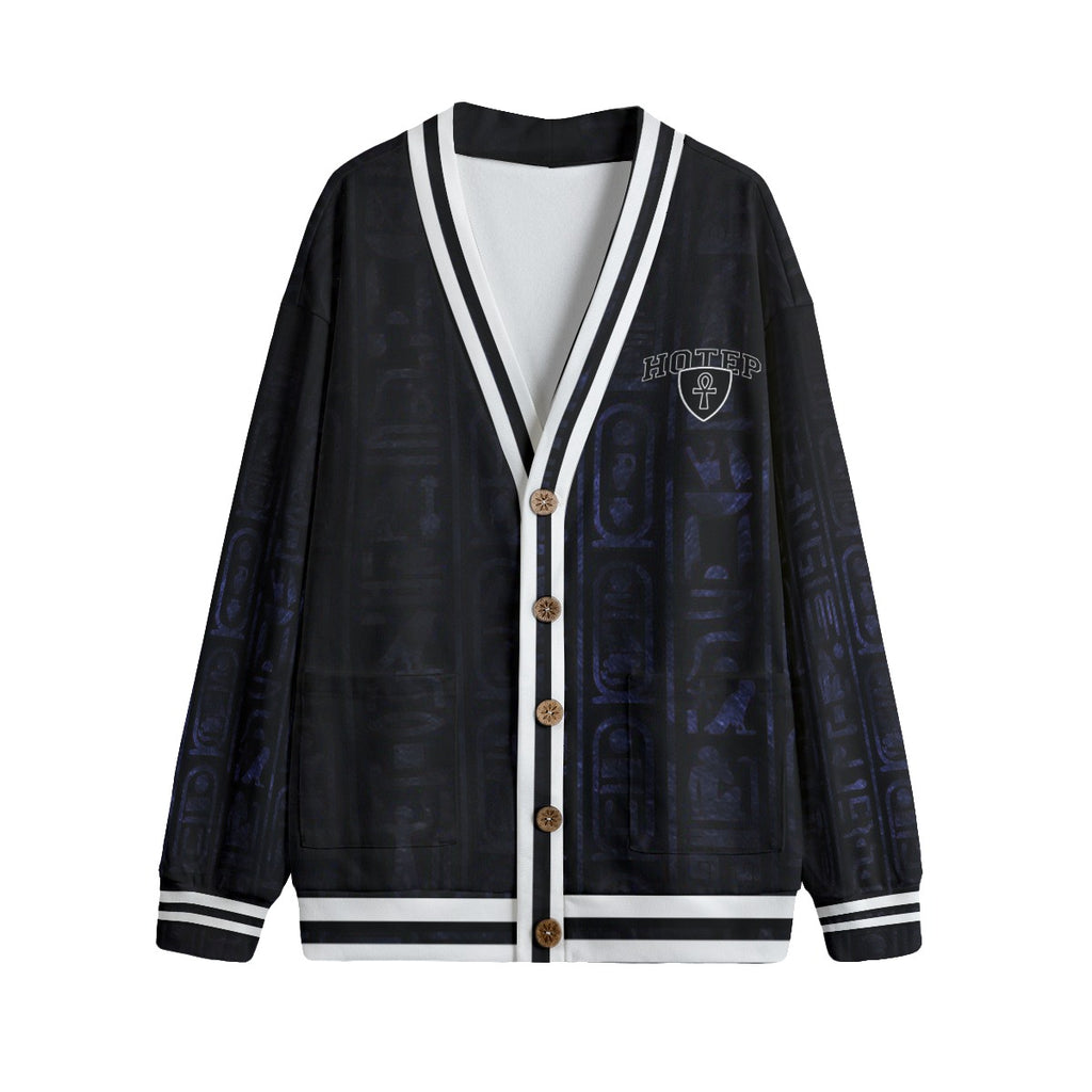 HOTEP ANKH Unisex V-neck Cardigan With Button Closure