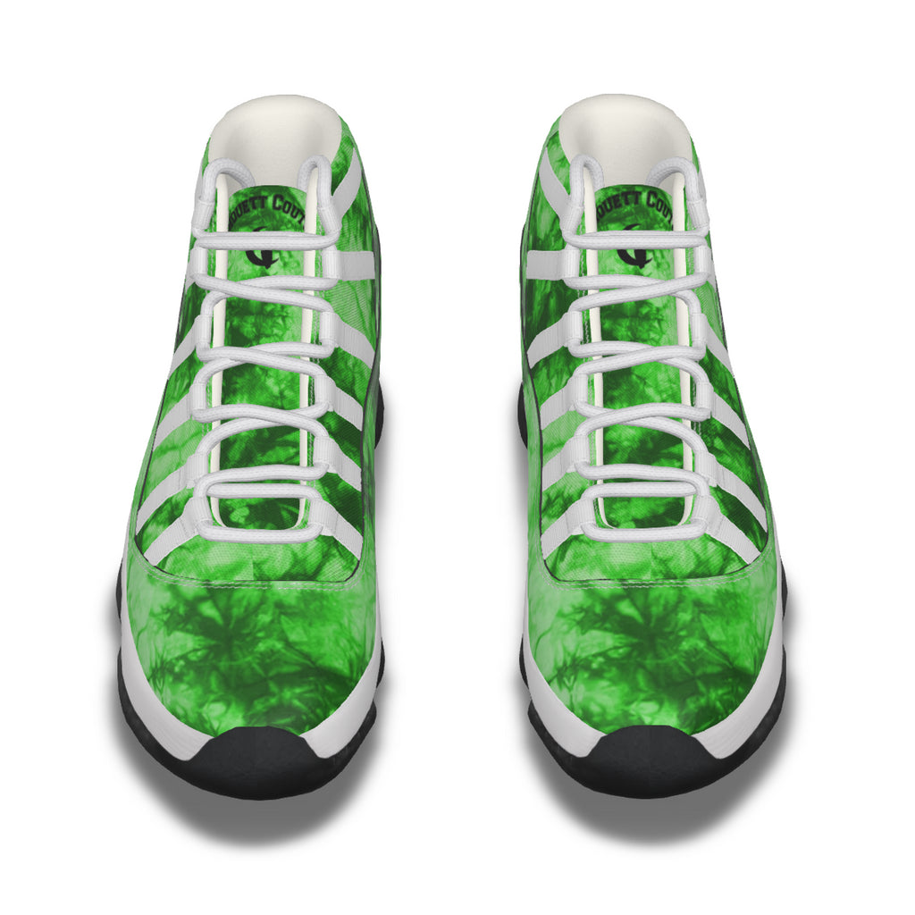 TIE DYE GREEN High Top Basketball Shoes