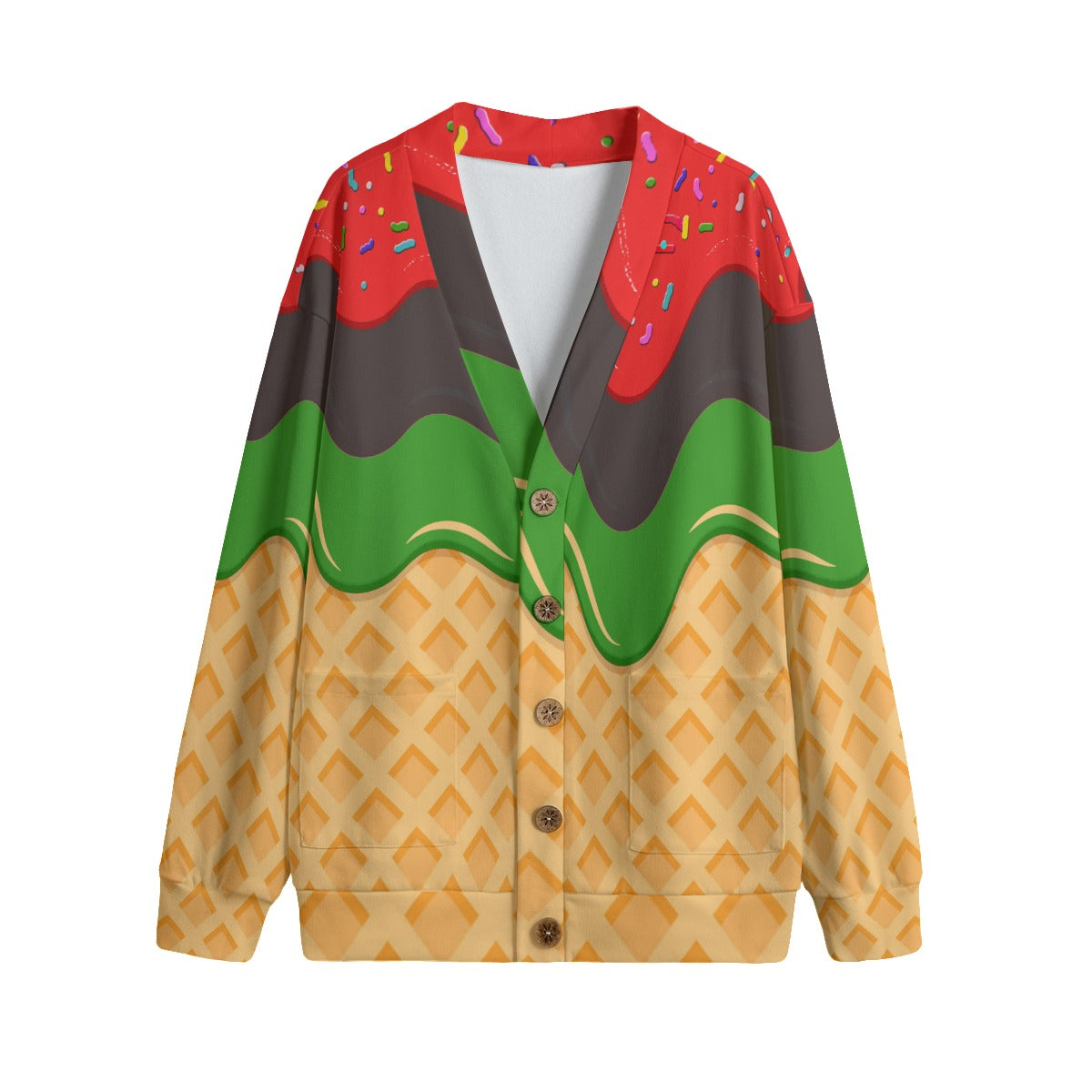 RBG ICE CREAM LCC  Unisex V-neck Cardigan With Button Closure