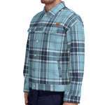 PLAID STYLE BLUE Unisex Lapel Jacket  Cotton