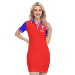 WESTSIDE BI-COLOR Women's Polo Collar Dress