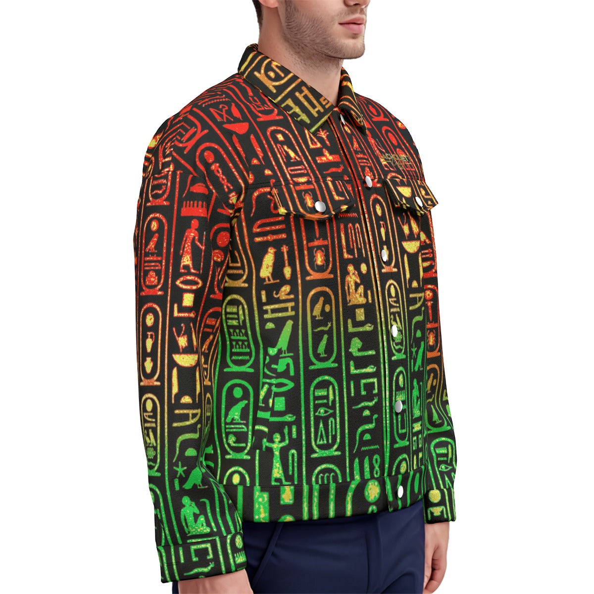 HIEROGLYPH RASTA Unisex Lapel Jacket Cotton