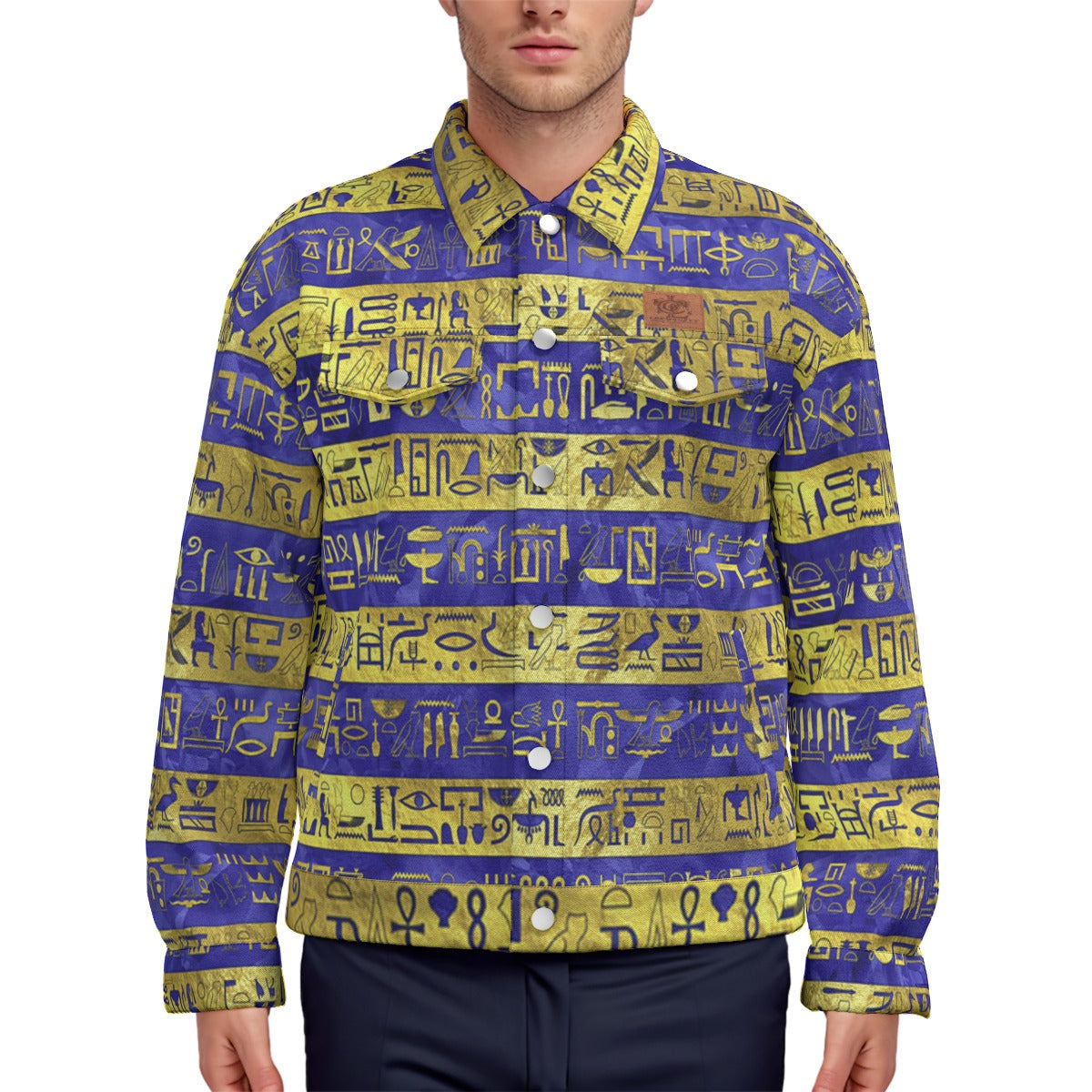 HIEROGLYPH GOLDENBLUE Unisex Lapel Jacket  Cotton