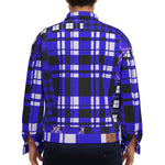 FLEXIN PLAID BLUE Unisex Lapel Jacket Cotton