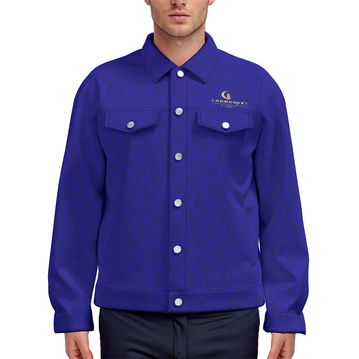 LCC BLUE Unisex Lapel Jacket  Cotton