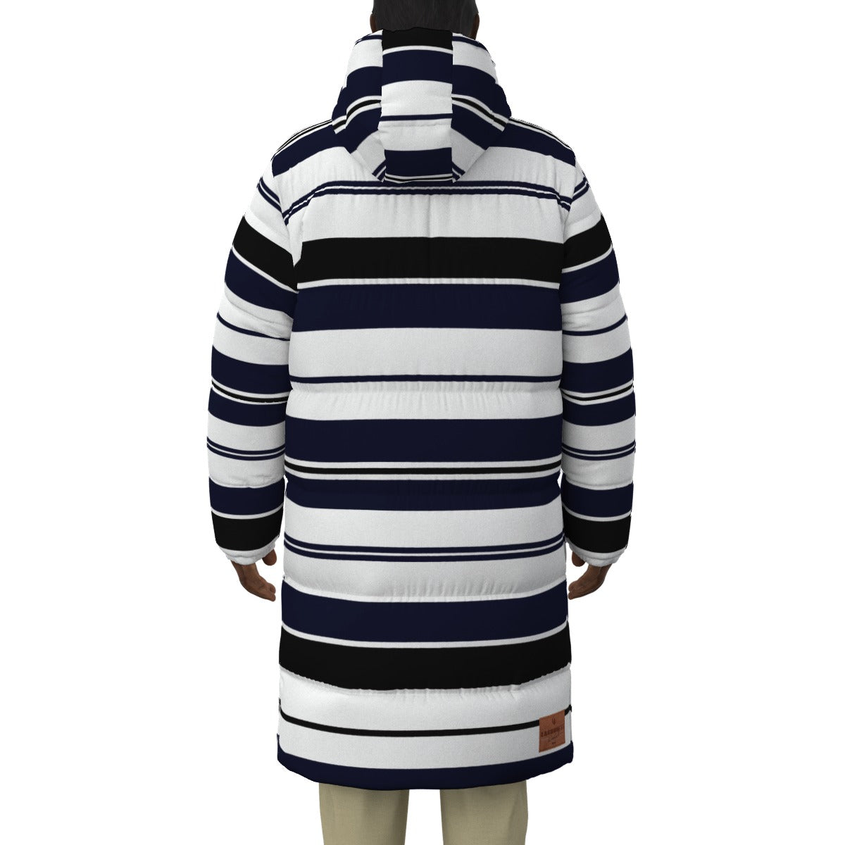 STRIPES BLCWHT Unisex Long Down Jacket