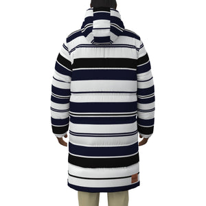 STRIPES BLCWHT Unisex Long Down Jacket