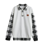PLAID STYLE WHT1 Unisex Lapel Collar Sweater