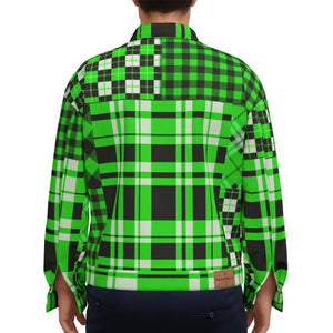 FLEXIN PLAID GREEN Unisex Lapel Jacket  Cotton
