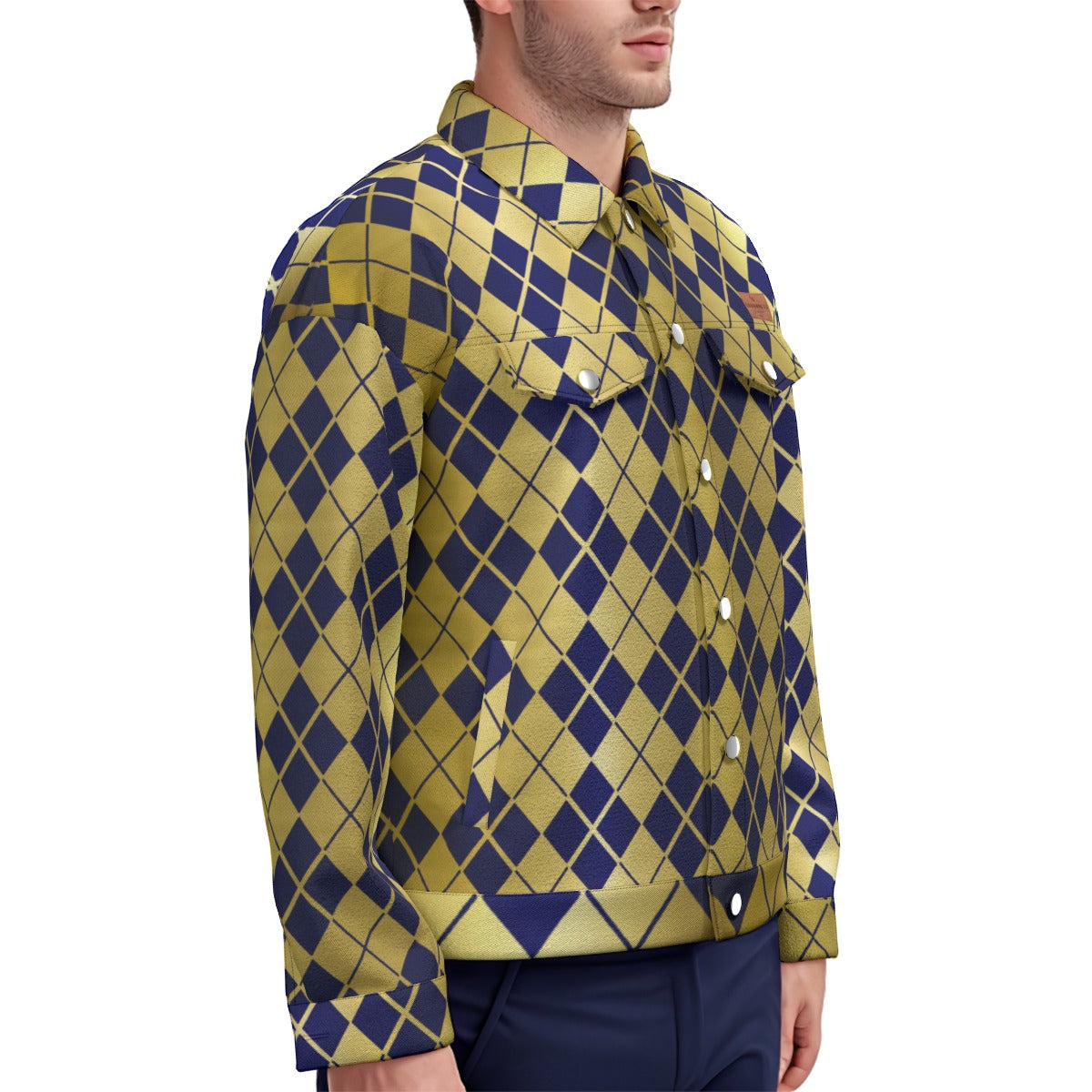 ARLEQUIN BLUE Unisex Lapel Jacket Cotton