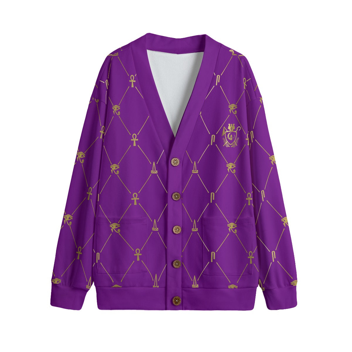 A.U.S DELUXE PRPLE Unisex V-neck Knitted Fleece Cardigan With Button Closure