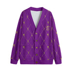 A.U.S DELUXE PRPLE Unisex V-neck Knitted Fleece Cardigan With Button Closure
