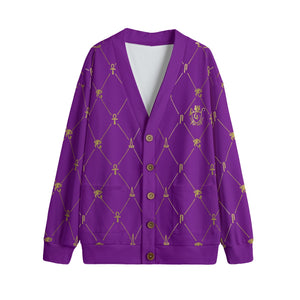 A.U.S DELUXE PRPLE Unisex V-neck Knitted Fleece Cardigan With Button Closure