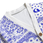 BANDANA MIX Cs'WHT Unisex V-neck Cardigan With Button Closure