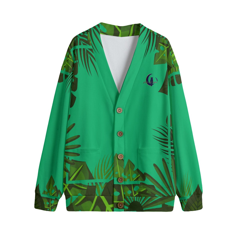 TROPICAL KWEEN FOREST Unisex V-neck Cardigan With Button Closure