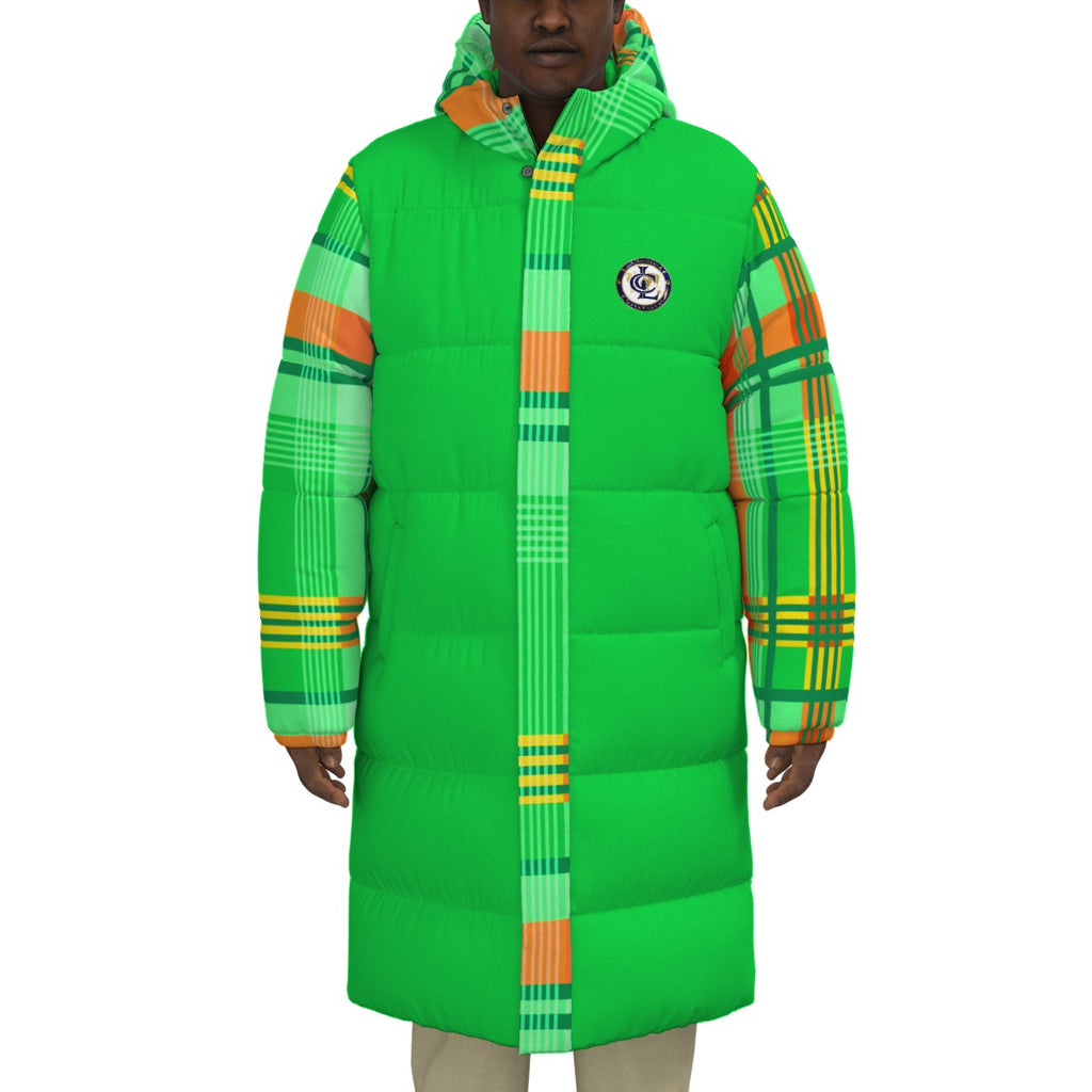 MADRAS GREEN1 Unisex Long Down Jacket