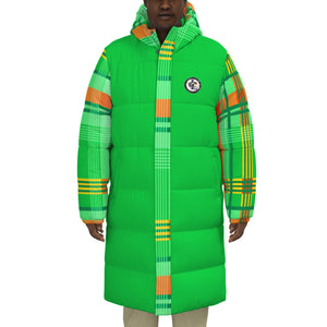 MADRAS GREEN1 Unisex Long Down Jacket