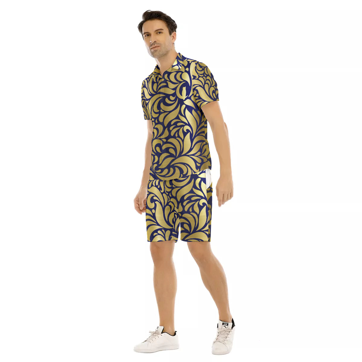 GORGEOUS LEAF BLUE Men's Short Sleeve Shirt Sets