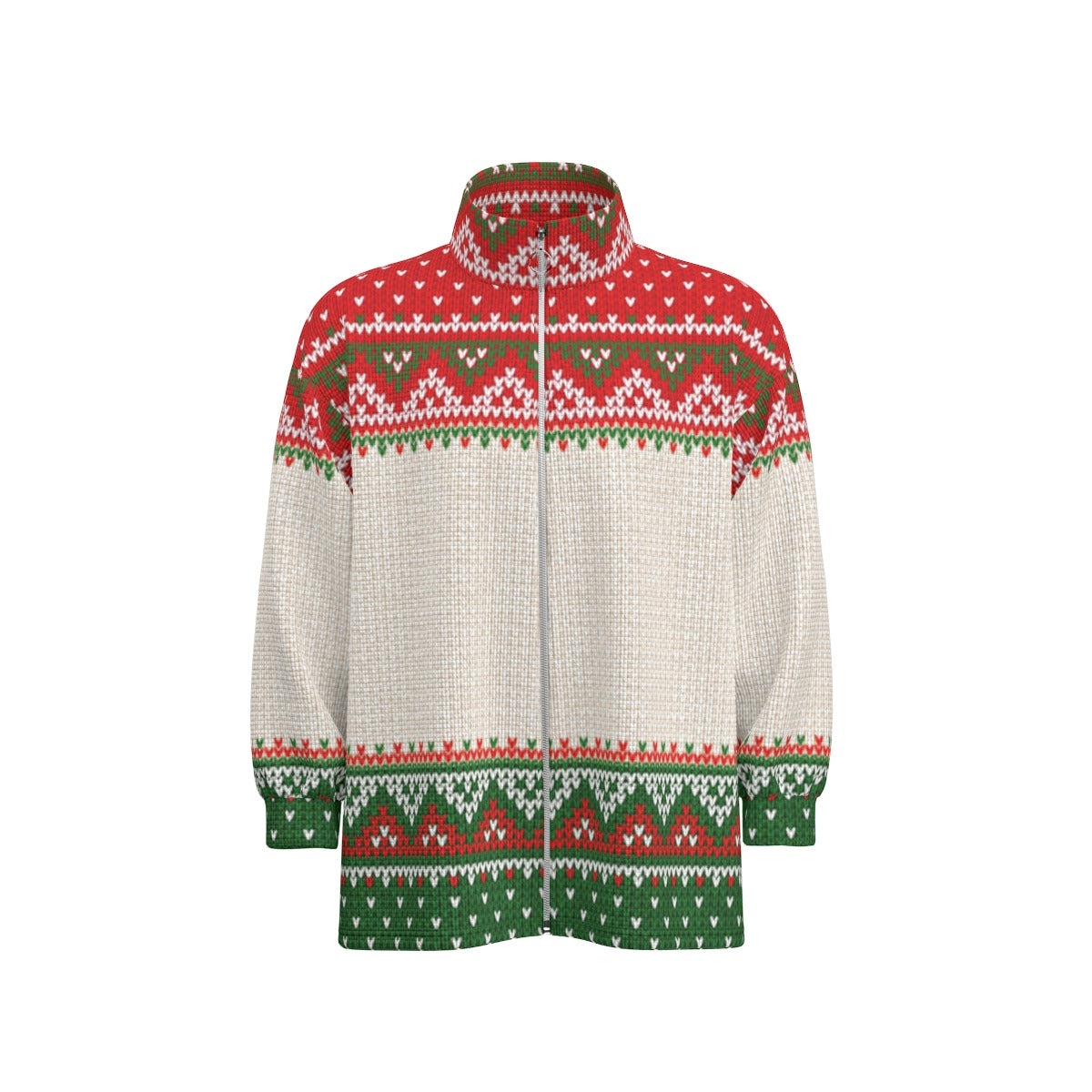 LCC KNITTED XMAS Unisex Stand Collar Zipped Thick Jacket