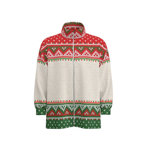 LCC KNITTED XMAS Unisex Stand Collar Zipped Thick Jacket