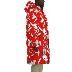 DRILLIN RED Unisex Long Down Jacket