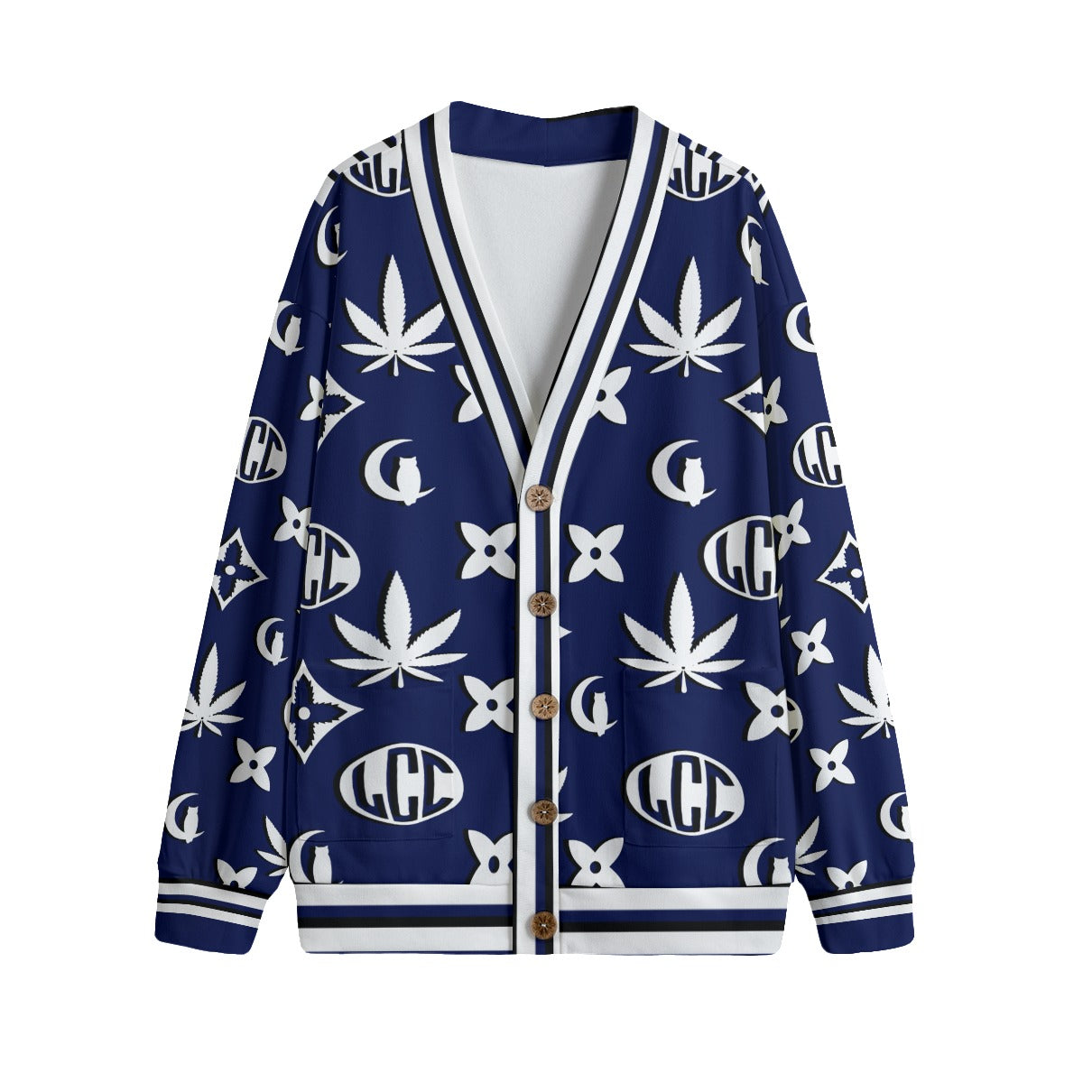 WEEDY LCC NAVY Unisex V-neck Cardigan With Button Closure