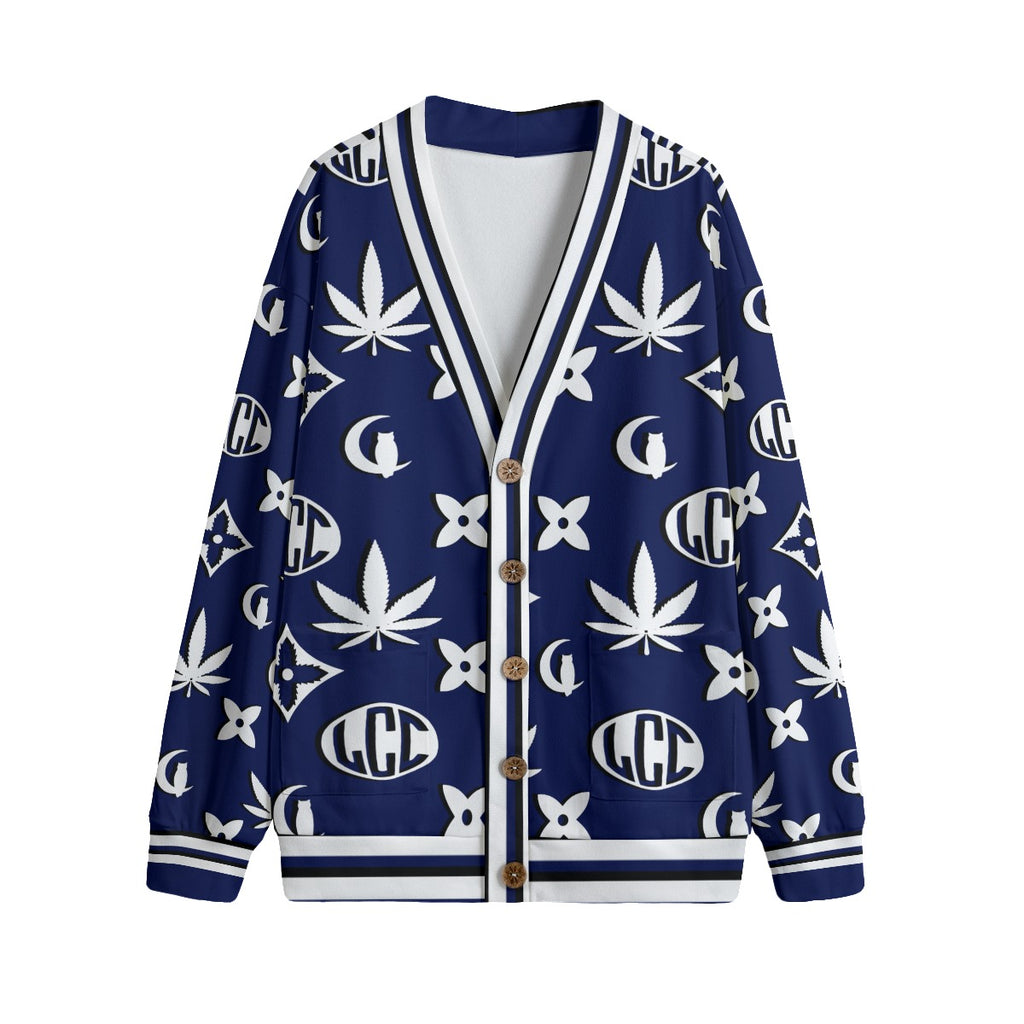 WEEDY LCC NAVY Unisex V-neck Cardigan With Button Closure